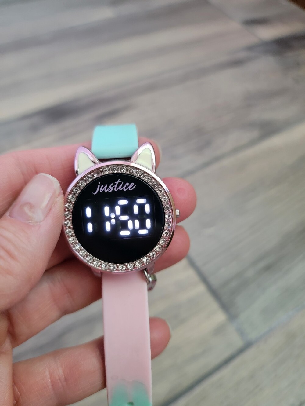 Justice Cat LED Kids Watch - Pink & Mint
